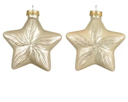Decoris kersthangers set glas ster | 2 stuks | parel - afbeelding 2