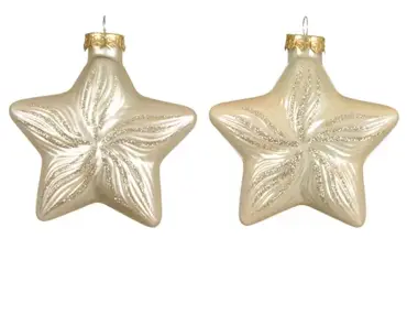 Decoris kersthangers set glas ster | 2 stuks | parel - afbeelding 2