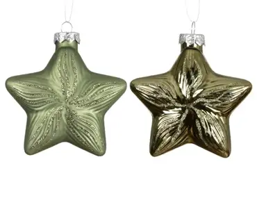 Decoris kersthangers set glas ster | 2 stuks | rosemarijn - afbeelding 2