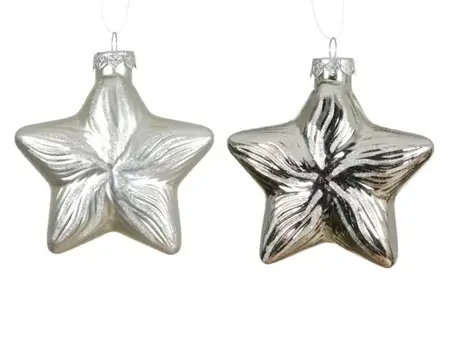 Decoris kersthangers set glas ster | 2 stuks | zilver - afbeelding 2