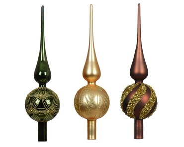 Decoris Piek glas Bruin Groen Goud 31cm - afbeelding 2