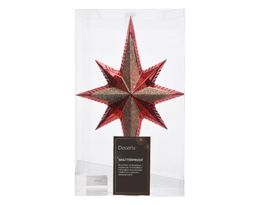 Decoris Piek plastic Kerstrood met glitters 7x15x26cm - afbeelding 2