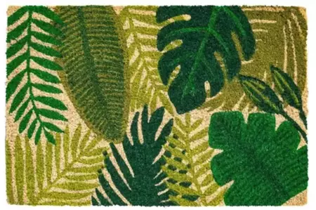 Deurmat ruco print green leaves