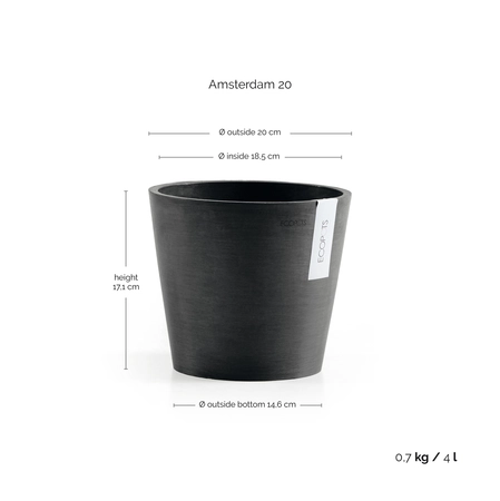 Ecopots Bloempot Amsterdam Ø20cm - Donkergrijs - afbeelding 3