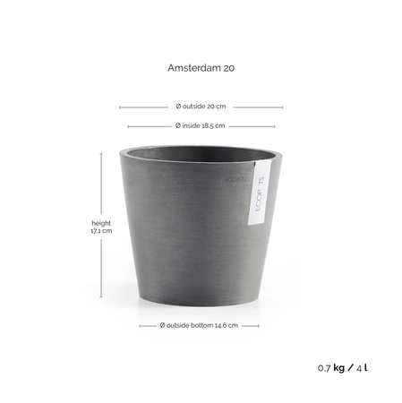 Ecopots Bloempot Amsterdam Ø20cm - Grijs - afbeelding 3