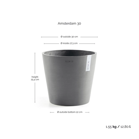 Ecopots Bloempot Amsterdam Ø30cm -  Grijs - afbeelding 3