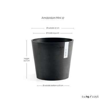 Ecopots Bloempot Amsterdam Mini Ø17cm - Donkergrijs - afbeelding 5