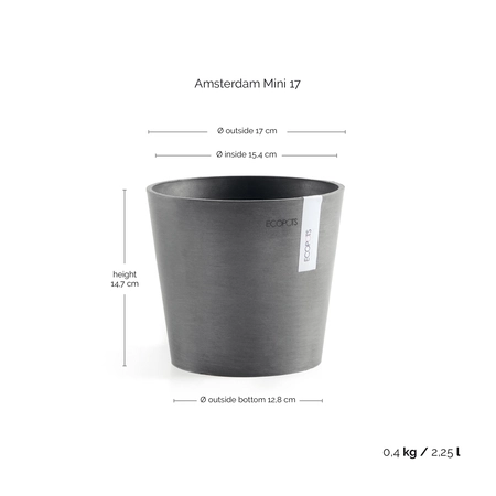 Ecopots bloempot Amsterdam Mini Ø17cm - Grijs - afbeelding 5