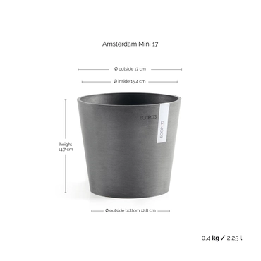 Ecopots bloempot Amsterdam Mini Ø17cm - Grijs - afbeelding 5