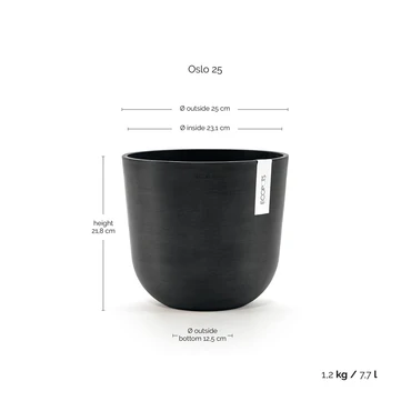 Ecopots Bloempot Oslo Ø25cm - Donkergrijs - afbeelding 3