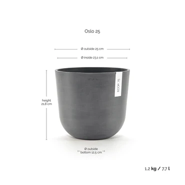 Ecopots Bloempot Oslo Ø25cm - Grijs - afbeelding 3