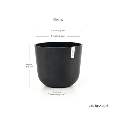 Ecopots Bloempot Oslo Ø35cm - Donkergrijs - afbeelding 3