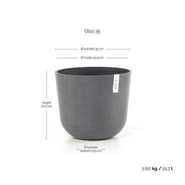 Ecopots Bloempot Oslo Ø35cm - Grijs - afbeelding 3