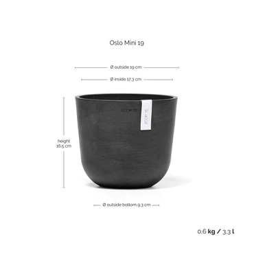 Ecopots Bloempot Oslo mini Ø19cm - Donkergrijs - afbeelding 3