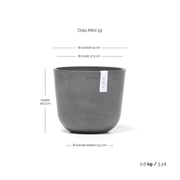 Ecopots Bloempot Oslo mini Ø19cm - Grijs - afbeelding 3