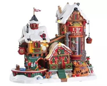 Lemax elf made toy factory, with 4.5v adaptor (aa)