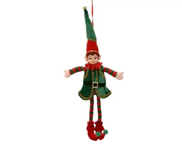 Elf polyester 10x5x39cm groen/rood