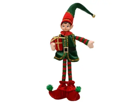 Elf polyester 10x8x39cm groen/rood