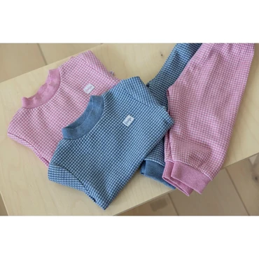 Feetje Wafelpyjama | blue melange | maat 74 - afbeelding 2