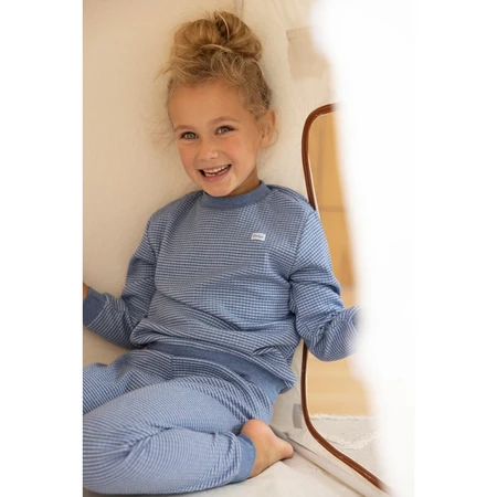 Feetje Wafelpyjama | blue melange | maat 92 - afbeelding 4