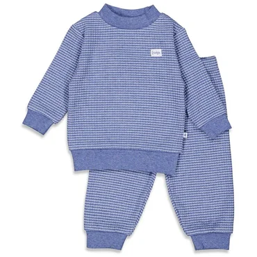 Feetje Wafelpyjama | blue melange | maat 98 - afbeelding 1