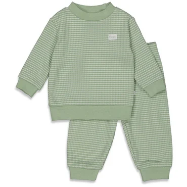 Feetje Wafelpyjama | groen melange | maat 110 - afbeelding 1
