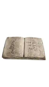 Gedenkbeeld boek met tekst 20x18x4cm