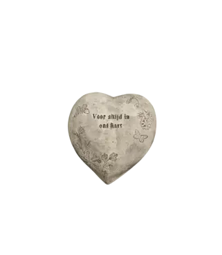Gedenkbeeld hart met tekst 17x15x6cm