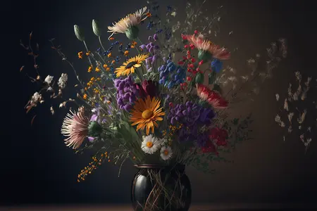 Glas art wilde bloemen 90x60cm
