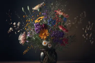 Glas art wilde bloemen 90x60cm