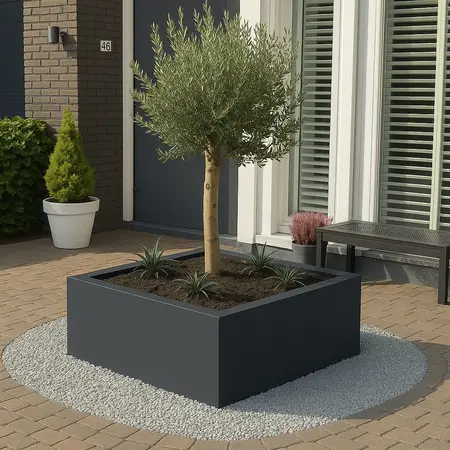 GLM plantenbak Lyon met bodem Grijs 75x75x40cm