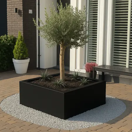 GLM plantenbak Lyon met bodem Zwart 75x75x40cm - afbeelding 1