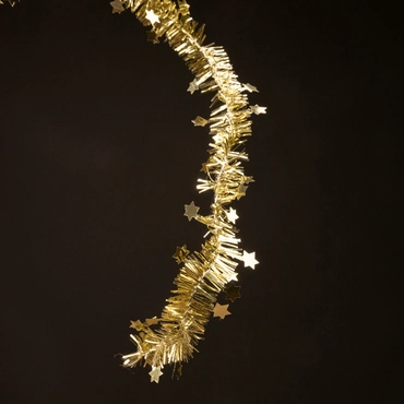 Guirlande Lametta ster 3.5x700cm goud - afbeelding 3
