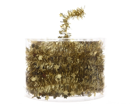 Guirlande Lametta ster 3.5x700cm goud - afbeelding 1