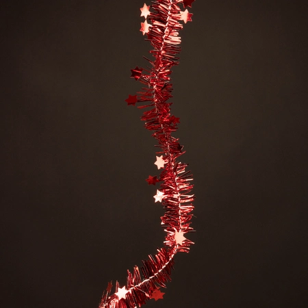 Guirlande Lametta Ster 3.5x700cm Kerst Rood - afbeelding 2