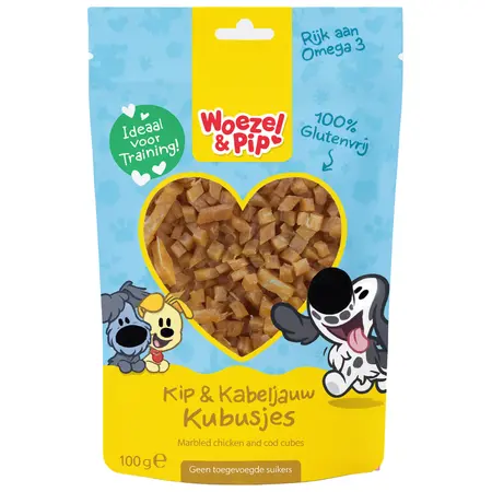 Hondensnack kip&kabeljouw kubusje 100g