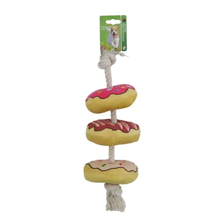 Hondenspeelgoed donut pluche+floss+piep 40cm