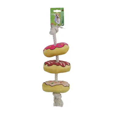 Hondenspeelgoed donut pluche+floss+piep 40cm