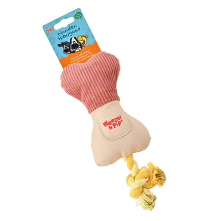 Hondenspeelgoed snackbot+touw+piep 20cm roze