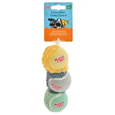 Hondenspeelgoed tennisbal 6.5cm net a 3st