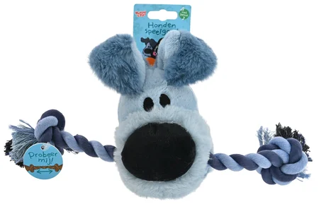 Hondenspeelgoed woezel pluche+flosstouw 35cm
