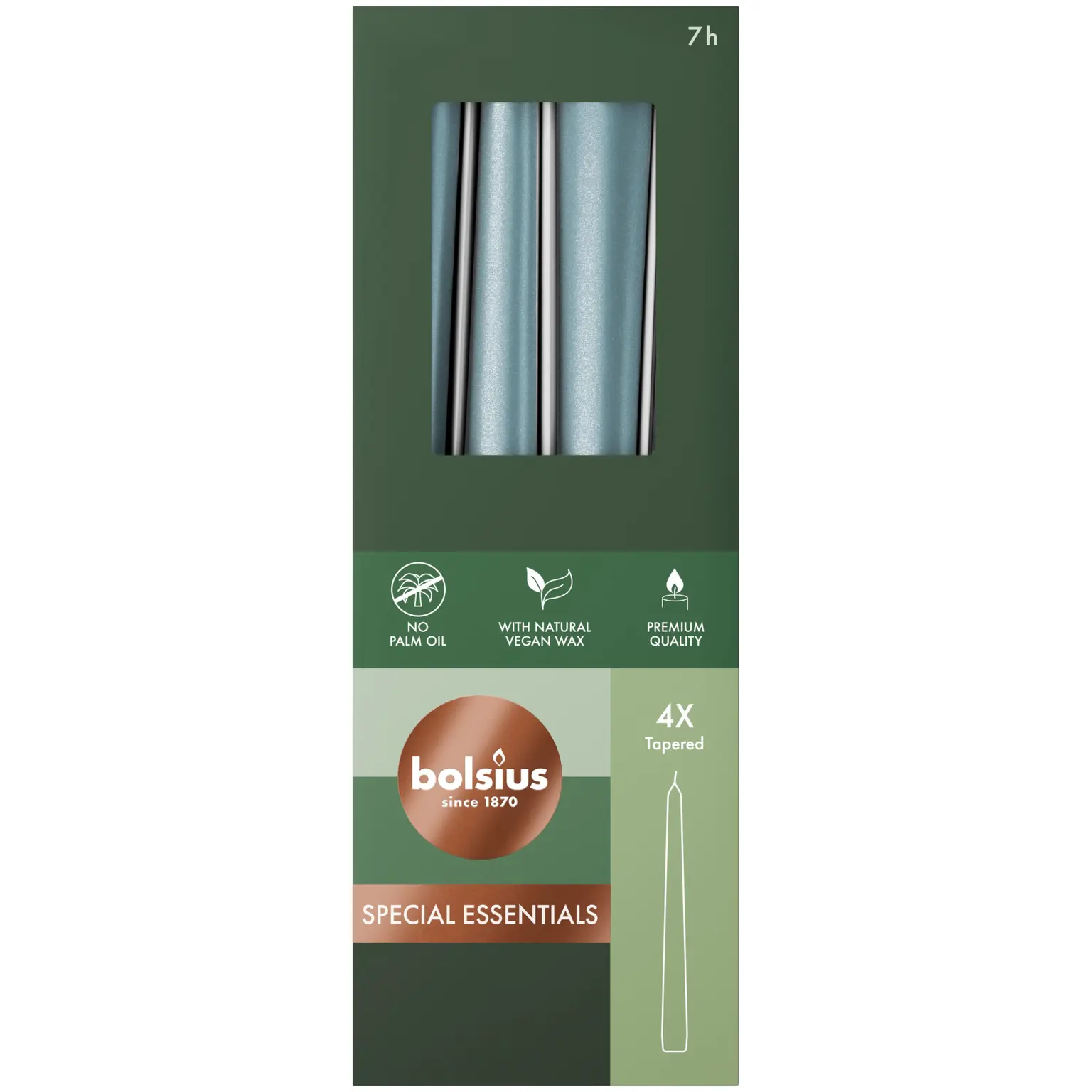 Kaars gotisch d2.4h24.5cm 4st blauw