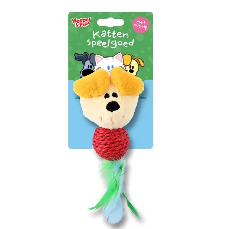Kattenspeelgoed pip+sisalbal+veren 23cm