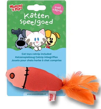 Kattenspeelgoed ritselvis+catnip 25cm rood