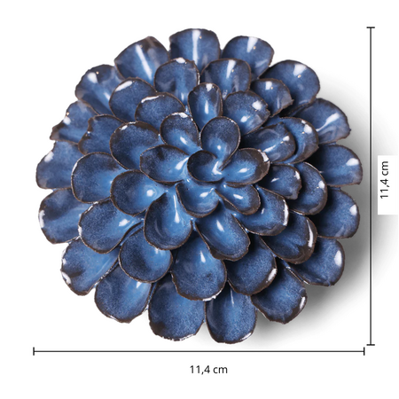 Keramiek Wandbloem Blue Noir Pompon Dahlia - afbeelding 4