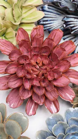 Keramiek Wandbloem Blush Pink Star Dahlia - afbeelding 2