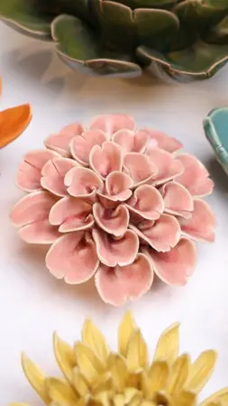 Keramiek Wandbloem Champagne Pink Hydrangea - afbeelding 3