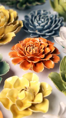 Keramiek Wandbloem Orange Fiesta Marigold - afbeelding 3