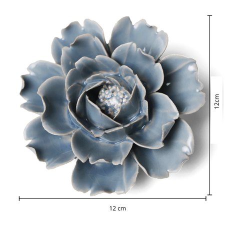 Keramiek Wandbloem Pastel Blauwe Roos - afbeelding 4