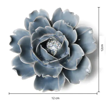 Keramiek Wandbloem Pastel Blauwe Roos - afbeelding 4